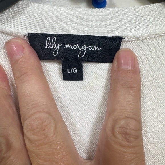 Lily Morgan Cardigan Womens Size Large White Open Coastal Beach Soft Comfy - Picture 7 of 7